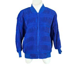 GDT Too Vintage 80s Royal Blue Mini Pleated Bomber Jacket